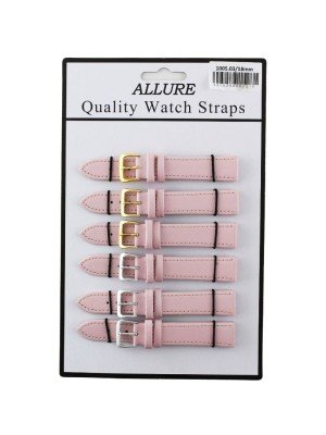 Wholesale Allure Plain Leather Watch Straps - Pink - 18mm Wholesale 