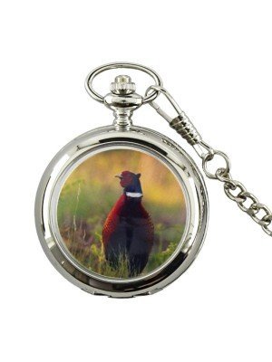 Wholesale Grouse Bird Pocket Watch with Chain - Silver