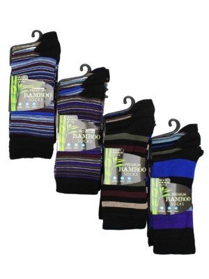 Men's Black Bamboo Striped Design Socks (3 Pair Pack) 