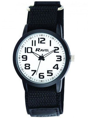 Ravel Mens Easy Fasten Sports Watch - Black Strap