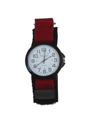 Wholesale Pelex Men's Classic Velcro Strap Watch - Red/White/Black 