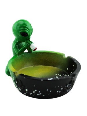 Spaced Out Round Green and Black Ashtray  