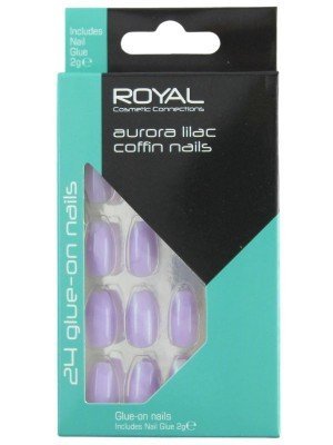 Royal Cosmetics 24 Glue-On Nails - Aurora Lilac Coffin 