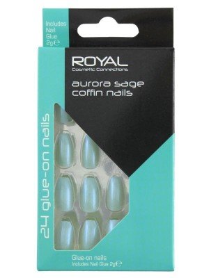 Royal Cosmetics 24 Glue-On Nails - Aurora Sage Coffin Nails 