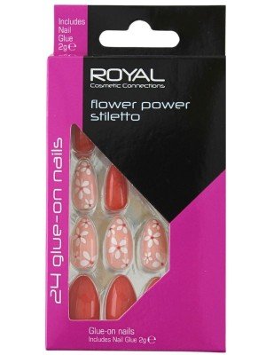 Royal Cosmetics 24 Glue-On Nails - Flower Power Stiletto 