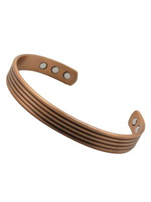 Wholesale Magnetic Copper Bangle - Threaded Striped Design (One Size) 