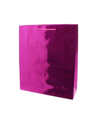 Wholesale Shiny Fuchsia Pink Gift Bags - Medium (27cm x 23cm x 8cm)