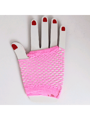 Short Ladies Fishnet Gloves - Light Pink