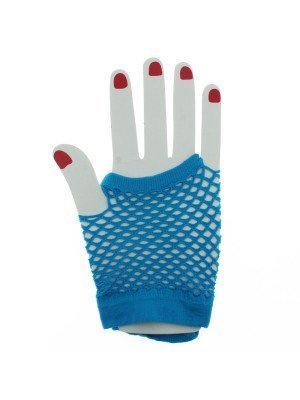 Short Ladies Fishnet Gloves - Turquoise