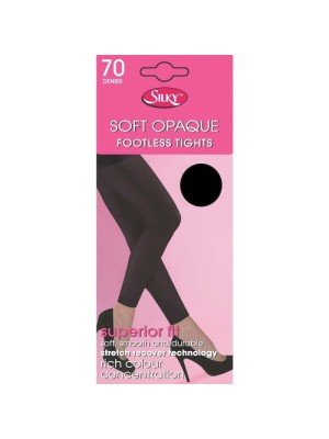 Silky's 70 Denier Soft Opaque Footless Tights - Black 