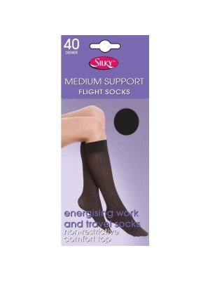 Silky's Medium Support Flight Socks - One Size (Barely Black)