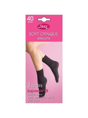 Silky's 40 Denier Soft Opaque Anklets - Black (One Size) 