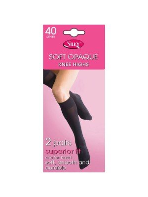 Silky's 40 Denier Soft Opaque Knee Highs - Black (M)