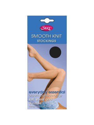 Silky's 15 Denier Smooth Knit Stockings - One Size (Barely Black)
