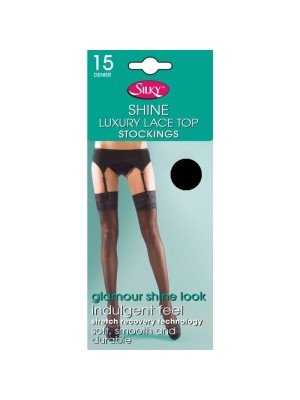 Silky's 15 Denier Super Shine Lace Top Stockings - One Size (Nude)