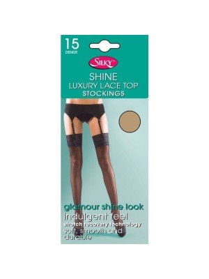 Silky's 15 Denier Super Shine Lace Top Stockings - One Size (Nude)
