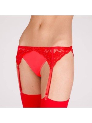 Silky's Narrow Lace Suspender Belts - Red 