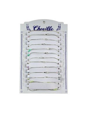 Wholesale Silver Anklet with Assorted Coloured Beads