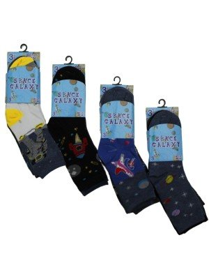 Boys "Space Galaxy" Design Socks (3 Pair Socks) 6-8yr