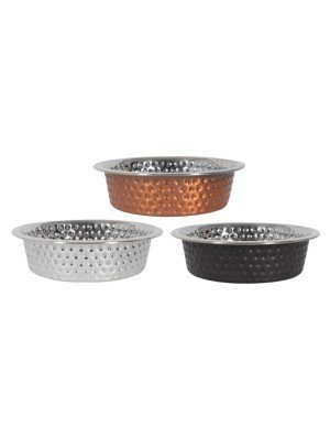 Stainless Steel Hammered Finish Pet Bowl 13cm - Assorted Colours 
