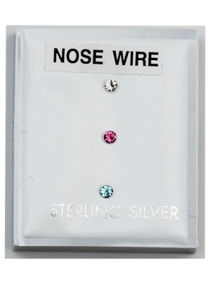 Sterling Silver 2mm Round Gemset Trio Nose Pins - Asst