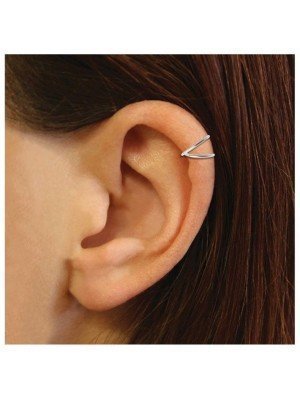 Sterling Silver Crossover Band Ear Cuff 