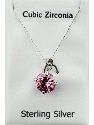 Sterling Silver CZ Claw Set Pendant with Crystal - Pink(8mm)
