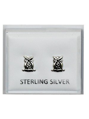 Sterling Silver Owl Design Studs 