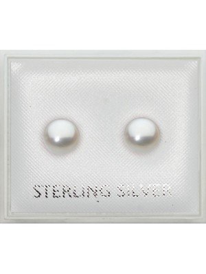 Sterling Silver Pearl Ball Shape Studs (6mm)