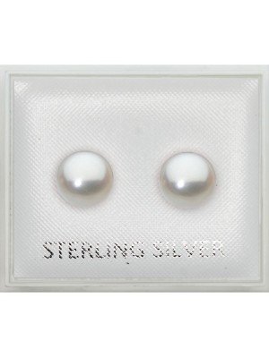 Sterling Silver Pearl Ball Shape Studs (8mm)