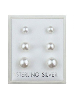 Sterling Silver Pearl Ball Studs - Assorted Sizes