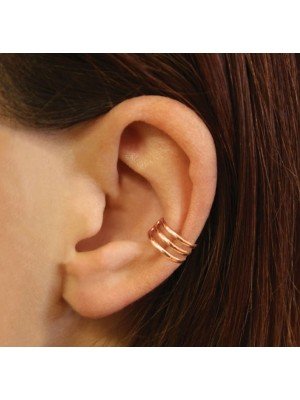 Sterling Silver Rose Gold Triple Band Ear Cuff