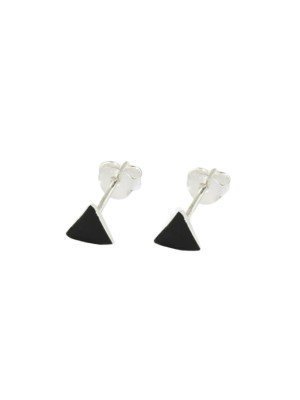 Sterling Silver Triangle Studs - Black 