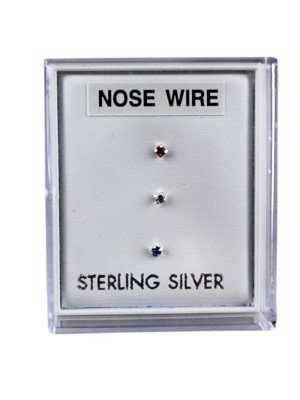 Sterling Silver 1mm Round Gemset Trio Nose Wires - Assorted (Claw Set Design)