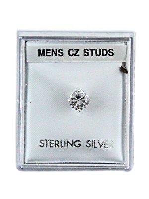 Sterling Silver Round CZ Stud - 6mm