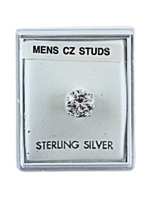 Sterling Silver Round CZ Stud - 8mm