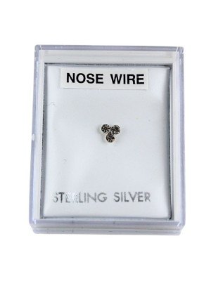 Sterling Silver Three Dot Trio Design Nose Wire - 4mm