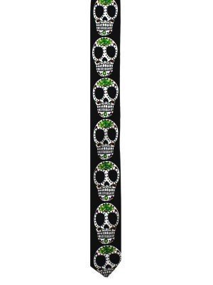 Sugar Candy Skull Design Black Neck Tie 