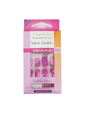 Wholesale Saturday Night Out Airbrush Square Nails- Summer Pink