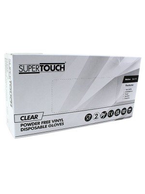 SuperTouch Disposable Clear Vinyl Gloves (100Pcs) - Medium 