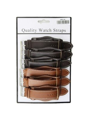 Wholesale Allure Plain Leather Watch Straps With Pad - Tan And Brown - 24mm