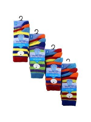 Boy's Striped Design Cotton Lycra Socks (3 Pair Pack) 