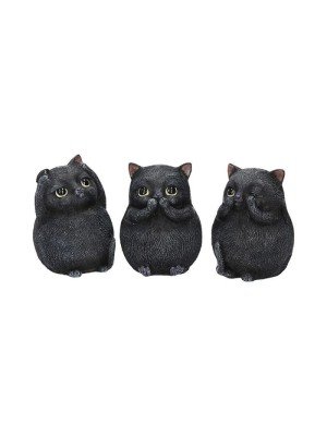 Three Wise Fat Cat Figurines - 8.5cm 