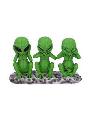 Three Wise Martians See No Hear No Speak No Evil Alien Figurines - 16cm