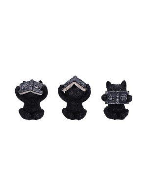 Three Wise Witchy Black Spell Cats - 8.5cm