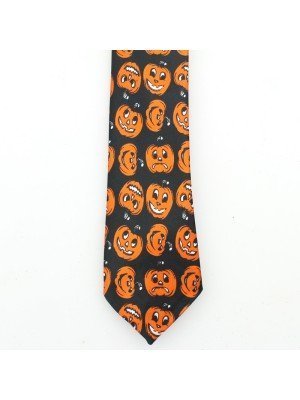 Tie With Pumpkin Face Design