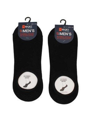 Sport By Tom Franks Mens 5 Pack Invisible Socks With Silicone Support(7-11)- Black