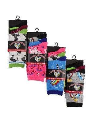 Wholesale Children's 'I Love Unicorn' Design Socks - (3 Pair Pack) - Asst. (Size 9-12)