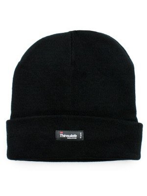 Unisex Thinsulate Plain Black Beanie Hat