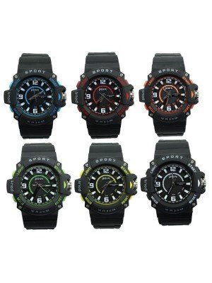 Polit Mens Digital Silicone Strap Sport Watch - Assorted Designs